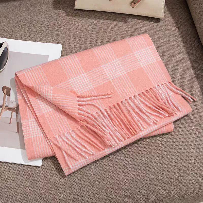 100% Wool Plaid Scarf for Women - Luxury Gift Shawl, Pure Wool Neck Scarf