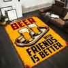 Beer Theme Carpet with Two Glasses and Friends Quote Design Suitable for Use As an Anti-slip for Living Room Bedroom Sofas