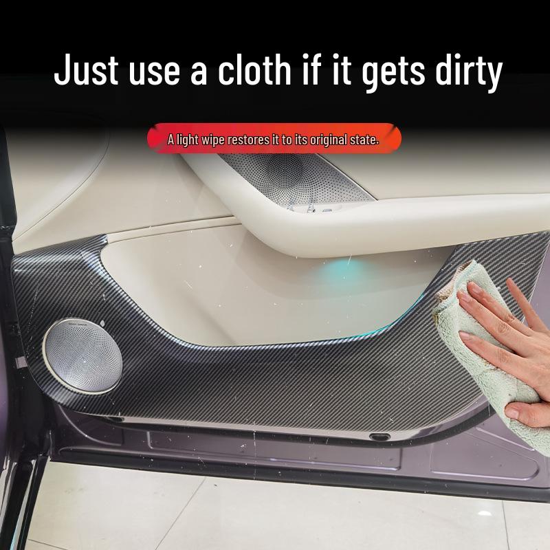 Luxeed R7 Carbon Fiber Car Door Kick Mats - Protective Interior Stickers