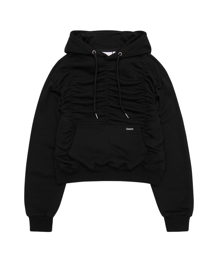 Shirring Hoodie Black