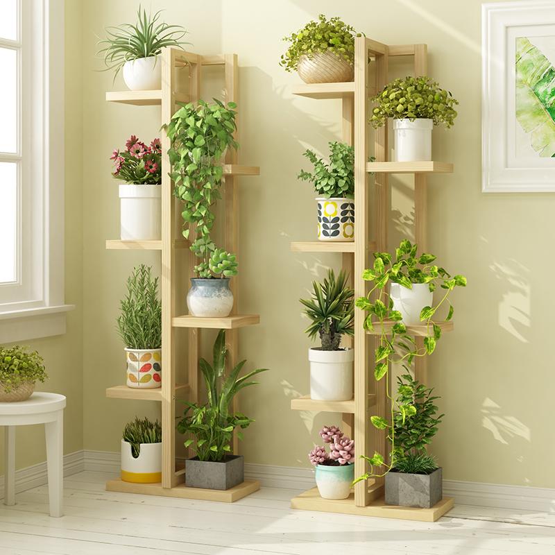 Pine Multi-Tier Plant Stand  Sturdy Freestanding Balcony Organizer  European Flower Rack for Greenery and Home Decor