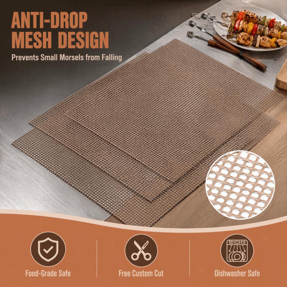 3 PCS Fiberglass Cloth Grill Mesh Mat Non-Stick Grilling Sheet Liner  Outdoor Barbecue