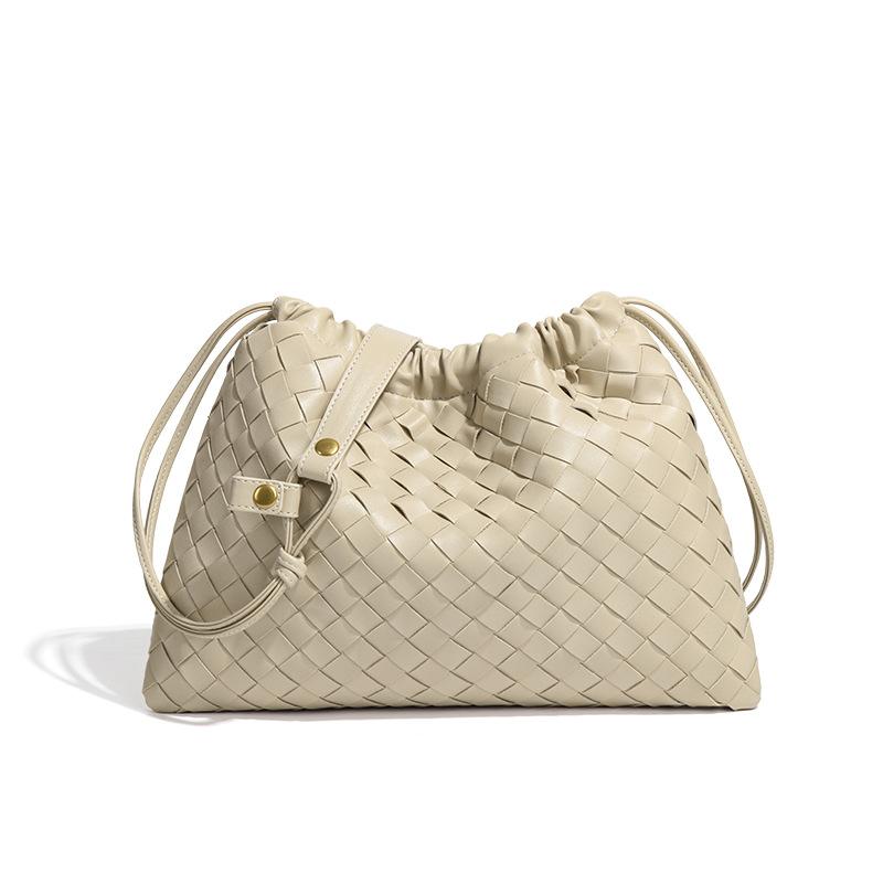 Lyckopåse, Enaxlad Damväska, Handvävd Väska, Rynkad Molnväska, Trendig och Retro Crossbody-väska