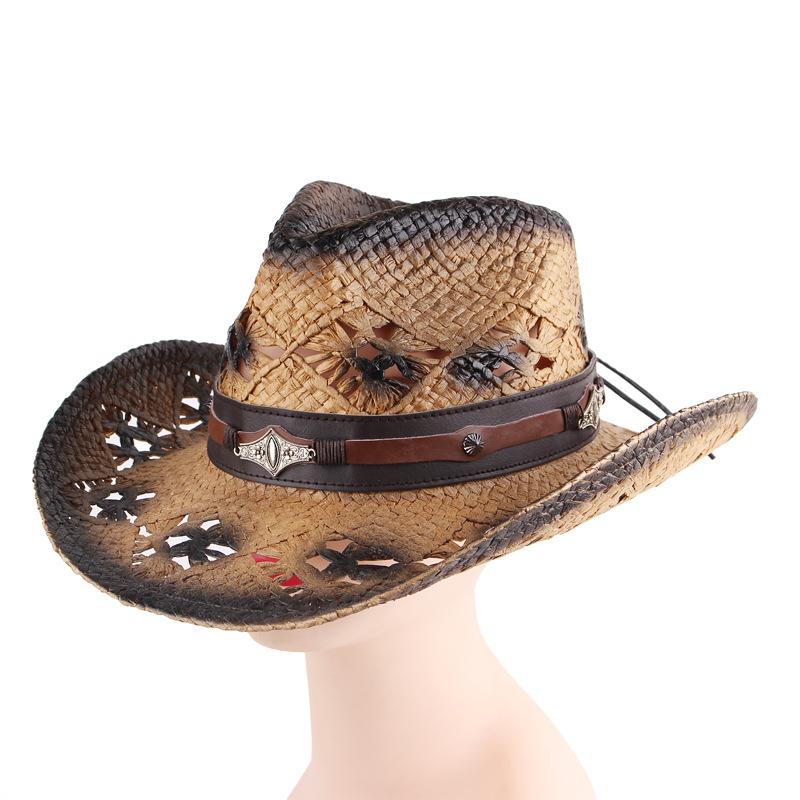 2025 New Western Cowboy Hat Summer UV Protection Outdoor Beach Adjustable Unisex Fashion Boho Straw Hat for Women Men Travel