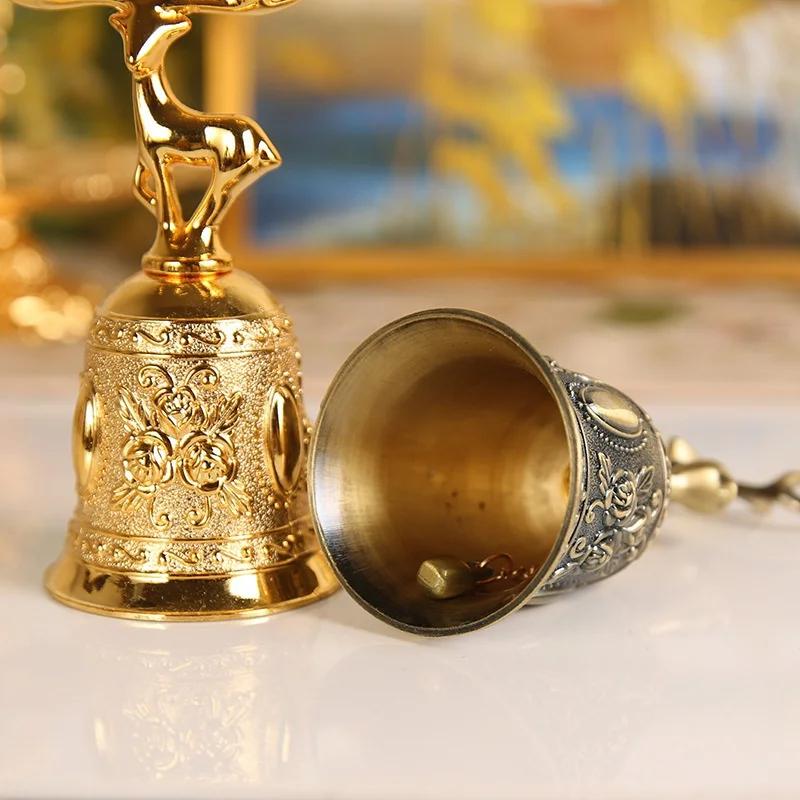 Deer Bells Roses Hand Bells Reindeer Hand Christmas Gifts Engraved Antique Church Bronze Bell Creative Home Decoration