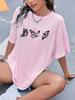 Summer Unisex Cotton Tshirts Simple Butterfly Graphic Prints Short Sleeve Tees Casual Soft Oversize Oneck Tops Female Clothes