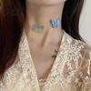 Simulated Butterfly Pendant Choker Necklace Boho Invisible Chain Fairy Trendy