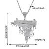Hip Hop Submachine Gun Pendant, Pistol Machine Gun Pendant Necklace, Punk Cool Copper Inlaid Zircon Necklace, Hip-hop Pendant