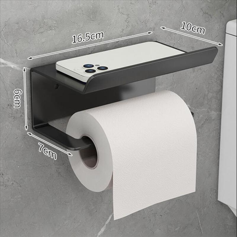 

Stainless Steel Bathroom Paper Holder Wall-Mounted Aluminum Alloy Toilet Paper Holder Phone Holders Bathroom Accessories чёрный