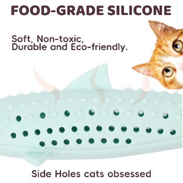 Cat Teething Toys, Fun Cat Fish Toy for Kittens Dental Care, Cat Treating Dispensing Toy No Catnip Included, Durable Cat Chew Toy (1 PCS), Green