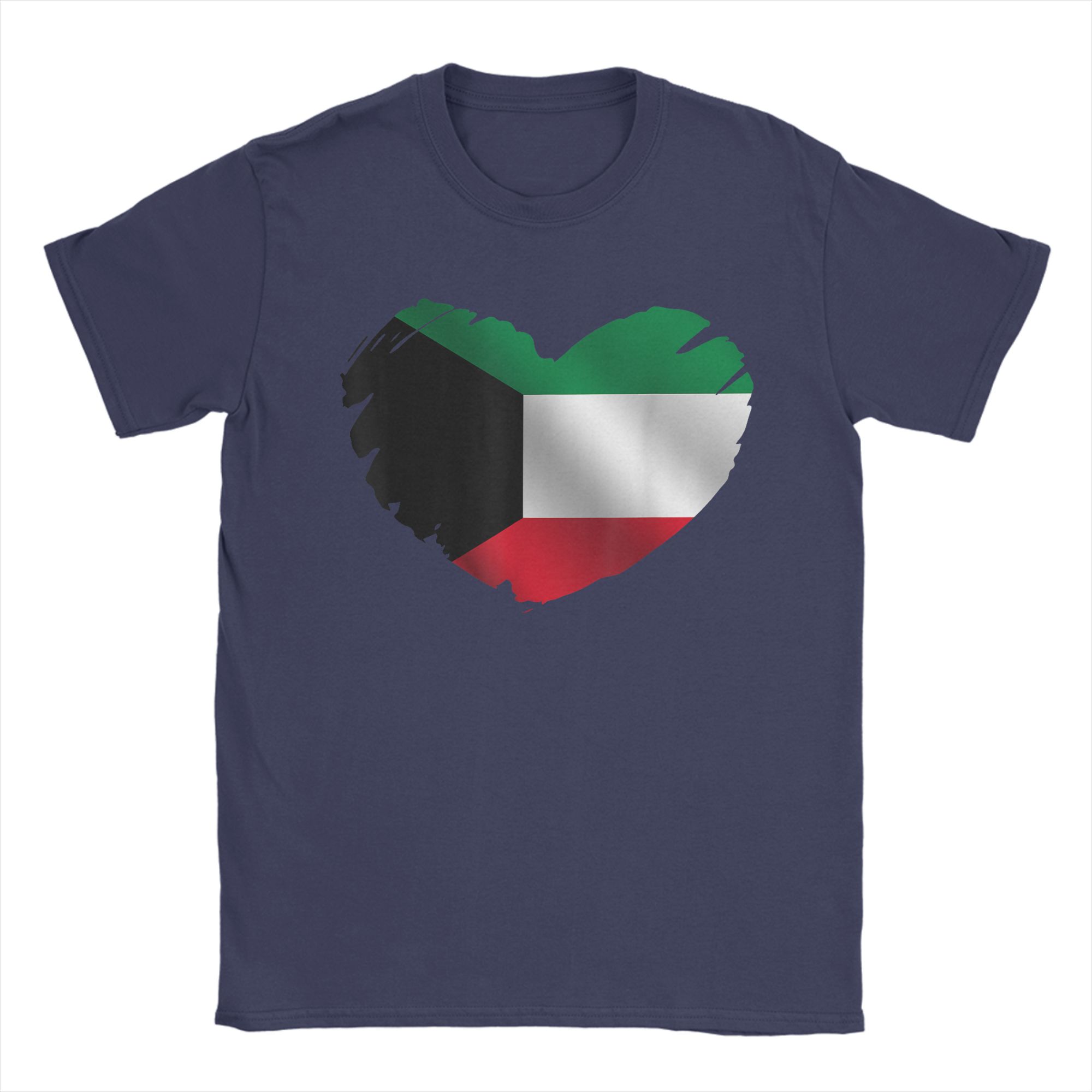 

Vintage Kuwait Flag On Shape Of Heart TShirt for Unisex Round Collar 100 Cotton T Shirt Short Sleeve Tees Graphic Tops 4XL