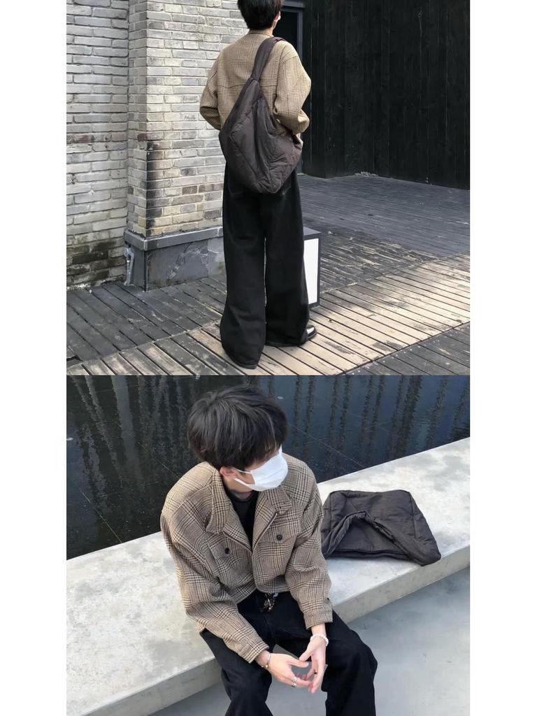 2025 Vlněná bunda Harrington s vzorem psí zuby - Unisex Ležérní Retro Americký styl Oblečení