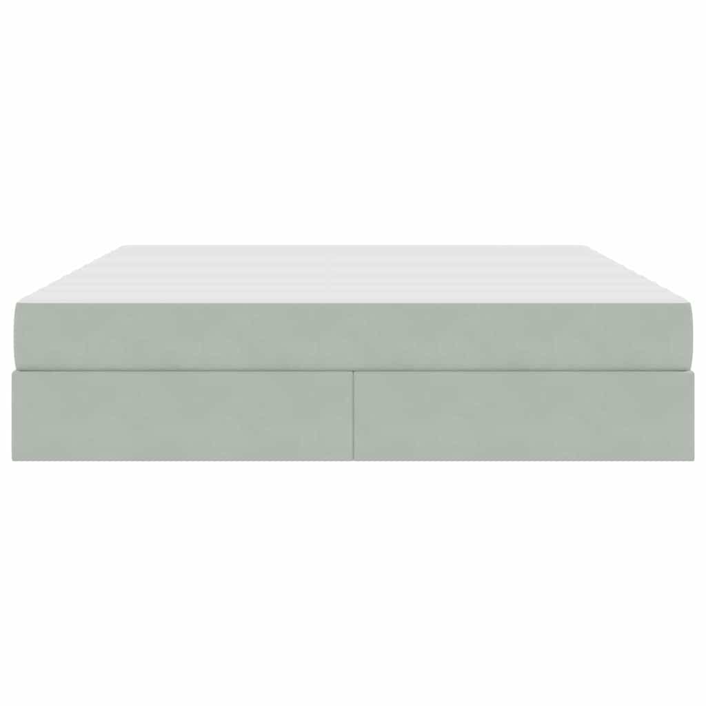 Storage Bed with Mattress Light Grey 160 x 200 cm Velvet