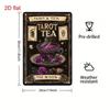 1pc Vintage Tarot & Tea Metal Tin Sign, 2D Flat Mystical Wall Art, Pre-Drilled Holes, 7.9x11.8in Indoor/Outdoor Decor