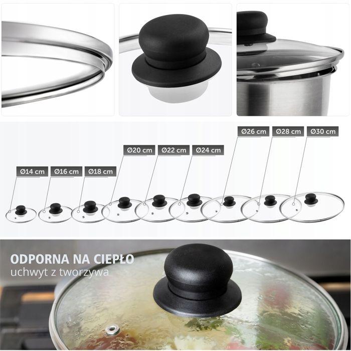 Couvercle en verre - kadax - 30 cm - poignée en plastique sécurisée - résistant à la chaleur - léger