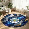 Manchester City Aufdruck Runder Kristall-Samt-Teppich Weicher Rutschfester Bodenläufer Für Schlafzimmer Urlaubsgeschenk