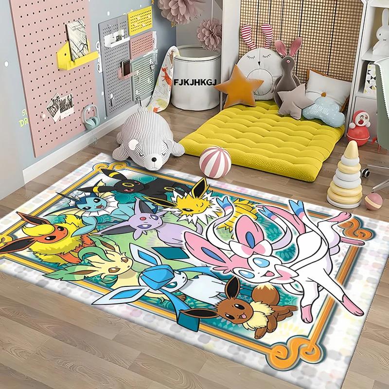 P0kem0n Klasické postavy Pikachu Eevee Potisk Velký koberec Ložnice Obývací pokoj Dětský pokoj Pohovka Rohožka Dětská podlahová dekorace Podložky