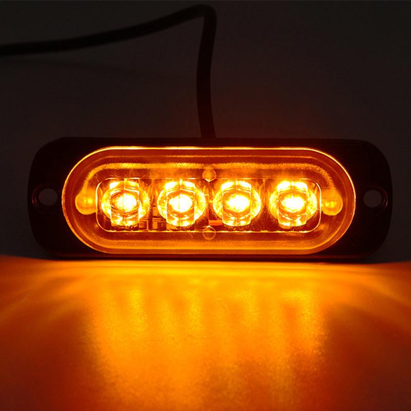 4Led Car Warning Light Grill Breakdown Light Car Truck Trailer Beacon Lamp Led Amber Side Light For Cars 12V - 24V