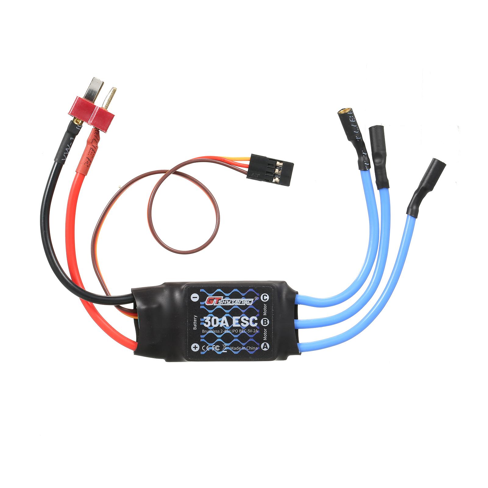 

GTSKYTENCR 2-4S 30A Безщітковий регулятор швидкості двигуна ESC Пульт дистанційного керування BEC ESC для нерухомого крила Type 2 чорний