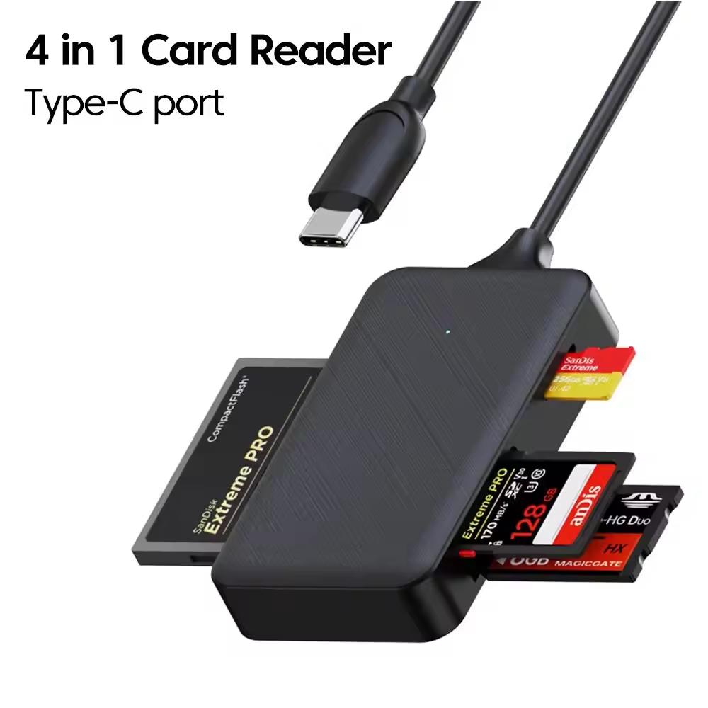 

4 In 1 USB/Type-c Card Reader for CF/SD/TF Micro SD/Micro Card for Wind Memory Smart Card Reader