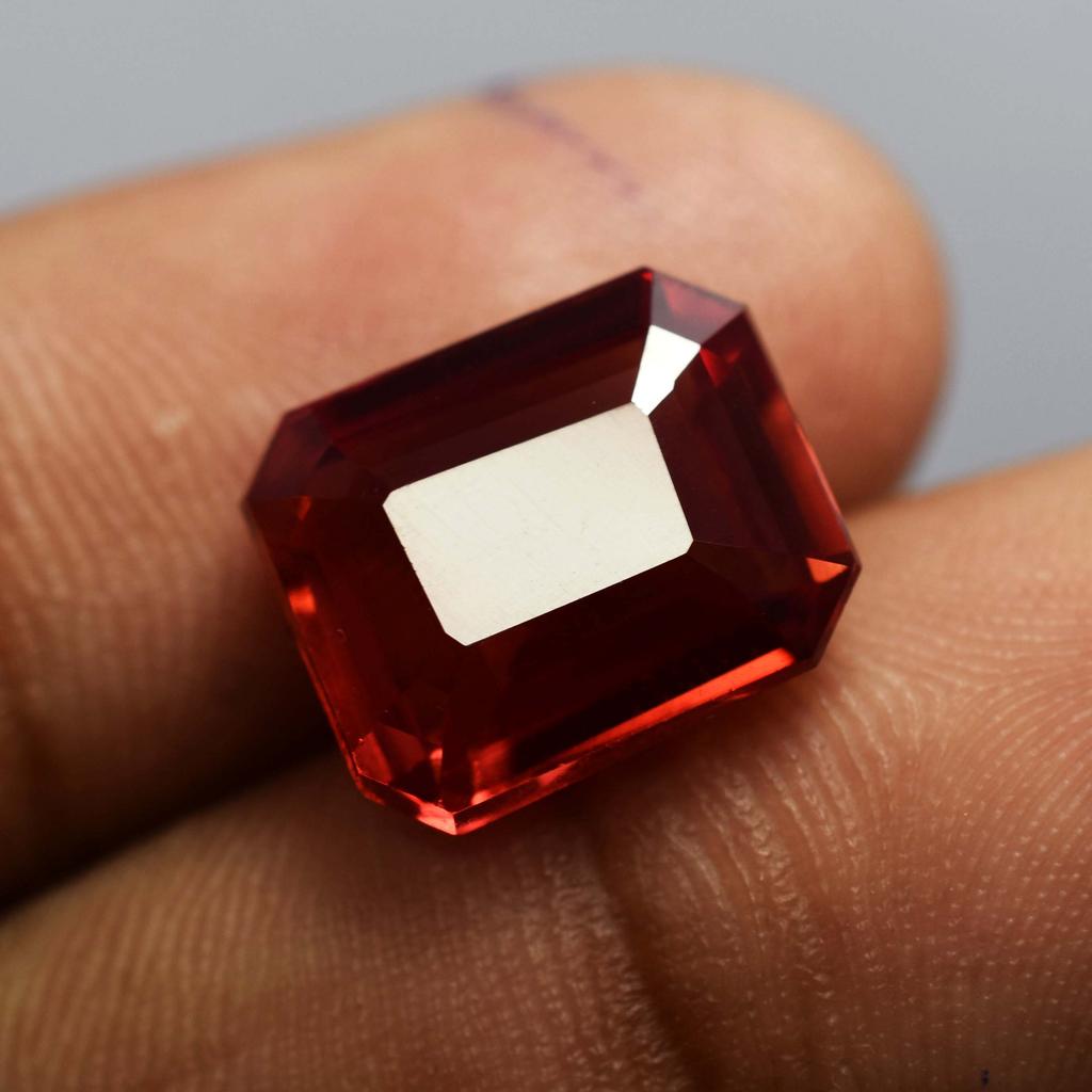9.40 Ct Sapphire Natural Loose Gemstone Orange Emerald Cut