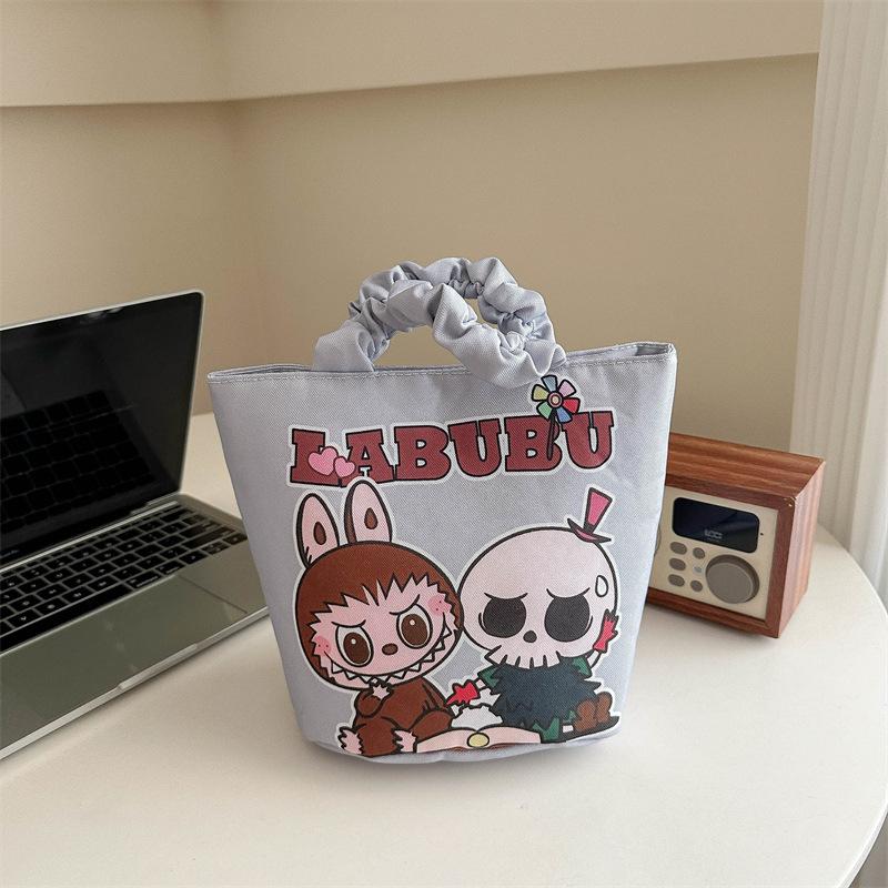Labubu creative cartoon cute padded handbag Korean version high value ins style portable versatile bucket bag KTY