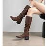 Women High Boots Designer Shoes Mid Heels Brand Motorcycle Botas Autumn 2024 Fashion Casual Knee High Motorcycle Botas Pumps