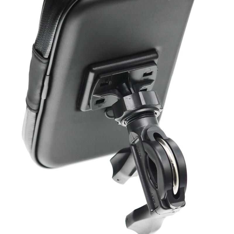 LMoDri Motorcycle Handlebar Phone Holder Zipper Pocket Waterproof PU Leather Accessories Dual Screw for Harley