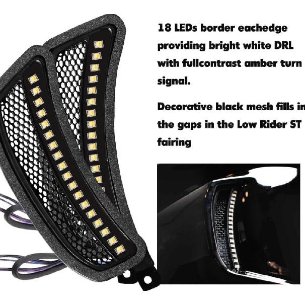 Waterproof Motorcycle Side Fairings Headlight LED Turn Signal Light Trim Lamp For Harley Low Rider ST FXLRST 2022-2025 2023,Low Rider El Diablo FXRST