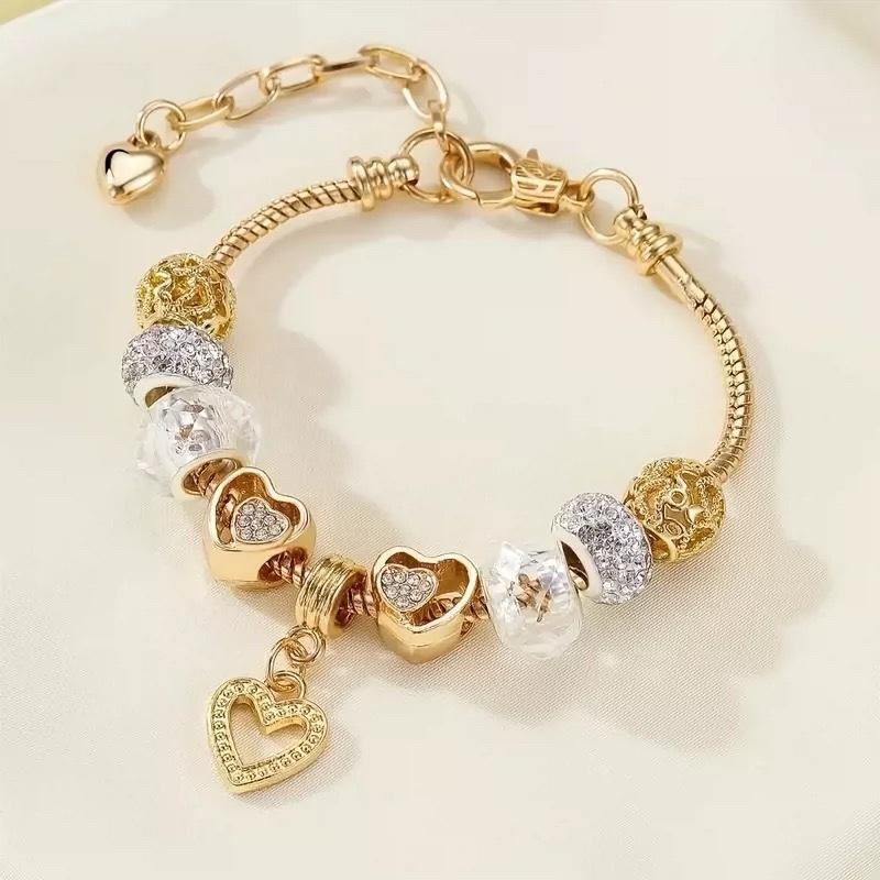 18K Gold-Plated Alloy Bracelet for Women - Charming Gold Flower Crystal Zircon Punk Valentine's Day Gift