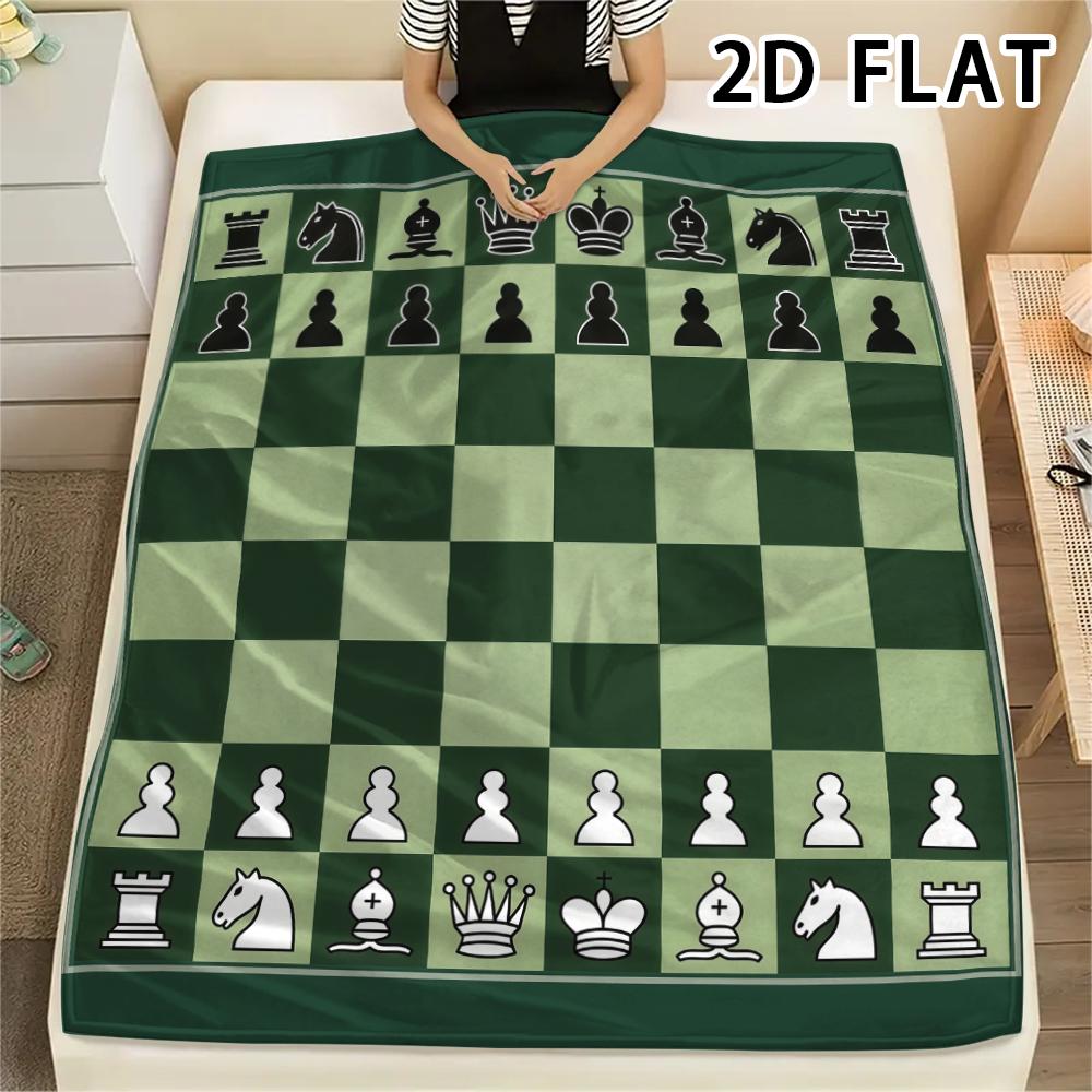 1Pc Chess Print Flannel Blanket,High quality Comfortable for All Seasons,Home Decor,Warmth and Comfort,Perfect for Christmas Gifts