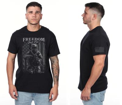 Freedom Isn't Free Military Patriotic Veterans Day T-shirt American Flag Sleeve