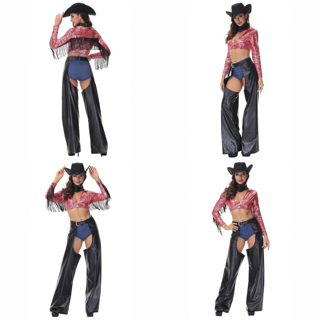 Decor Western Tassel Denim Cosplay Clothing For Halloween Themed Party Dress Up