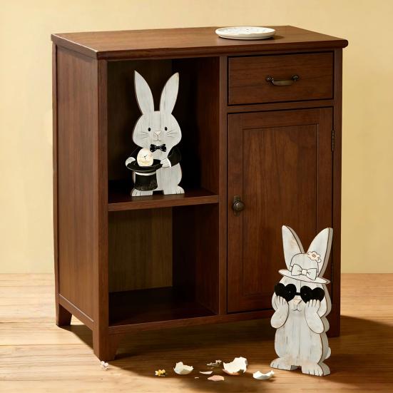 2 st påskhare dekoration bondgårdsstil rustik par kanin bordskylt hem kontor vår påskhelg fest bords mittpunkt prydnad