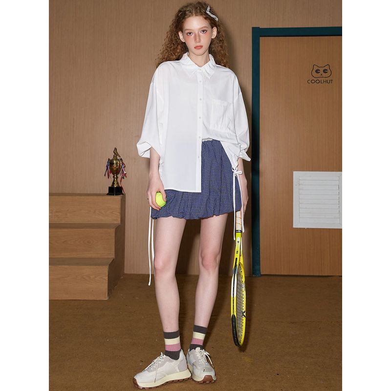 Coolhut Preppy Style Contrasting Plaid Bud Skirt High-Waisted A-Line New Skirt Short Skirt