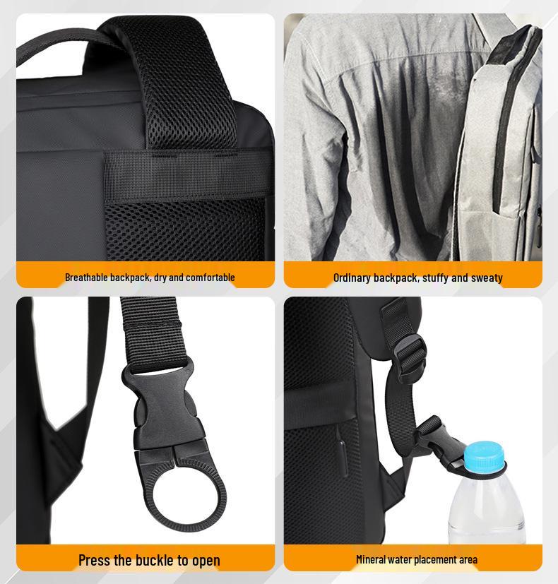 Expandable Fashion Backpack: High-Capacity Cross-Border Unisex Design for Business, Travel, and School