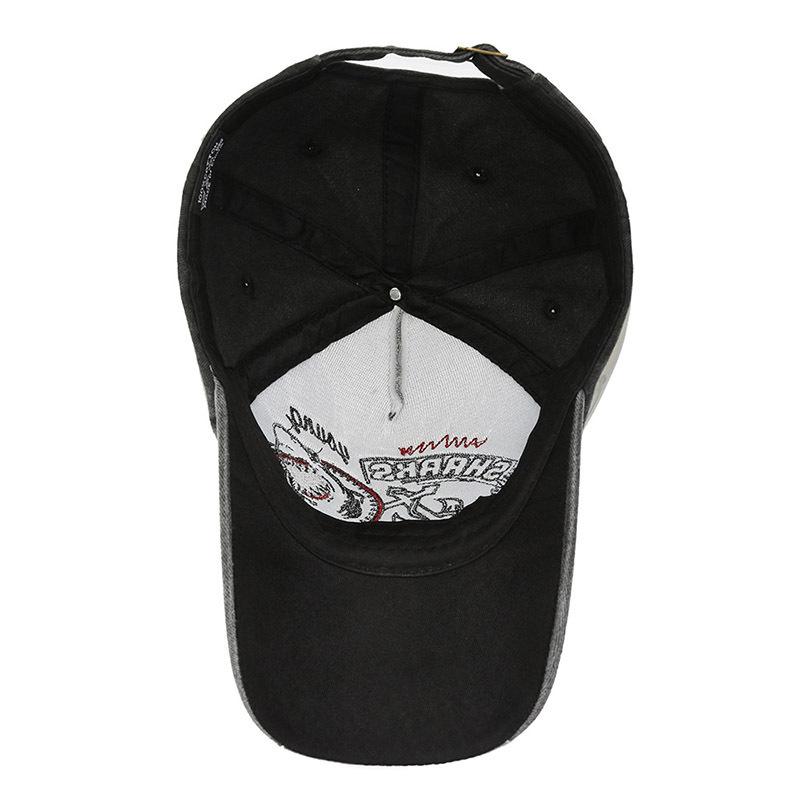 Baseball caps men's and women's spring and autumn retro washed cotton embroidered letters sunshade soft top cap shark hat