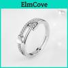 Three Jie Heart Shaped Diamond Inlaid Adjustable Opening Ring Wholesale Silver Jewelry