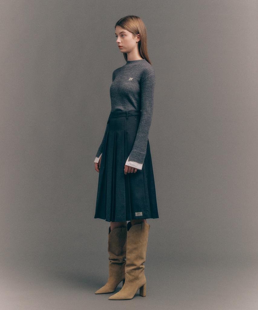 Seteo (W) Cuff Mock Neck Knit Melange Gray