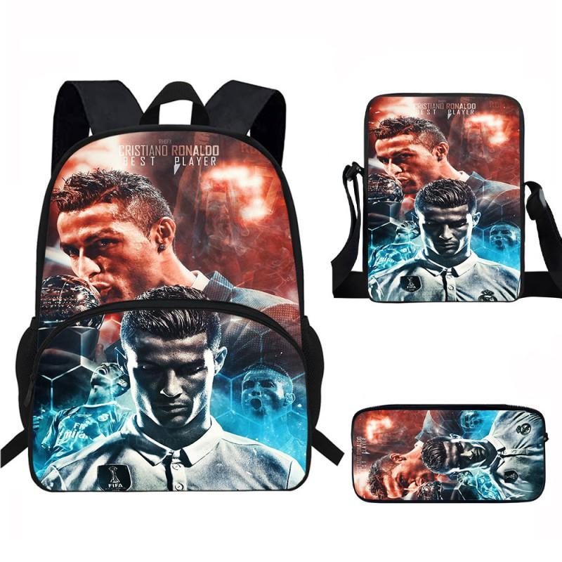 Set Zaino Scolastico CR7 per Bambini Tessuto Oxford Borsa a Doppio Scomparto con Tasca Frontale Astuccio Tracolla Ergonomico Dorsale