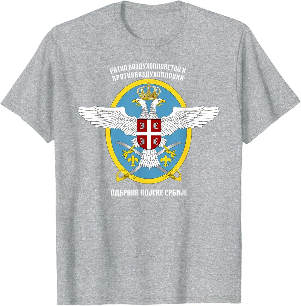 Serbian Army Air Force Serbia Flag Armed Forces Military TShirt Short Sleeve Casual  Cotton Shirt