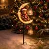 Rustic Farmhouse Holiday Decor Highland Cow Moon Solar Garden Light Christmas Metal Gift for Lovers Stake Powered Outdoor Yard Lawn Path Decoration