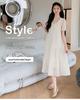 French Lace Jacquard Embroidered Maternity Summer Dress - Stylish, Mid-Length, and Trendy.