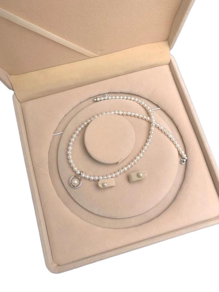 Natural Freshwater Pearl Necklace Set with Pure Silver Pendant - Perfect Gift for Mom on Women's or Mother's Day