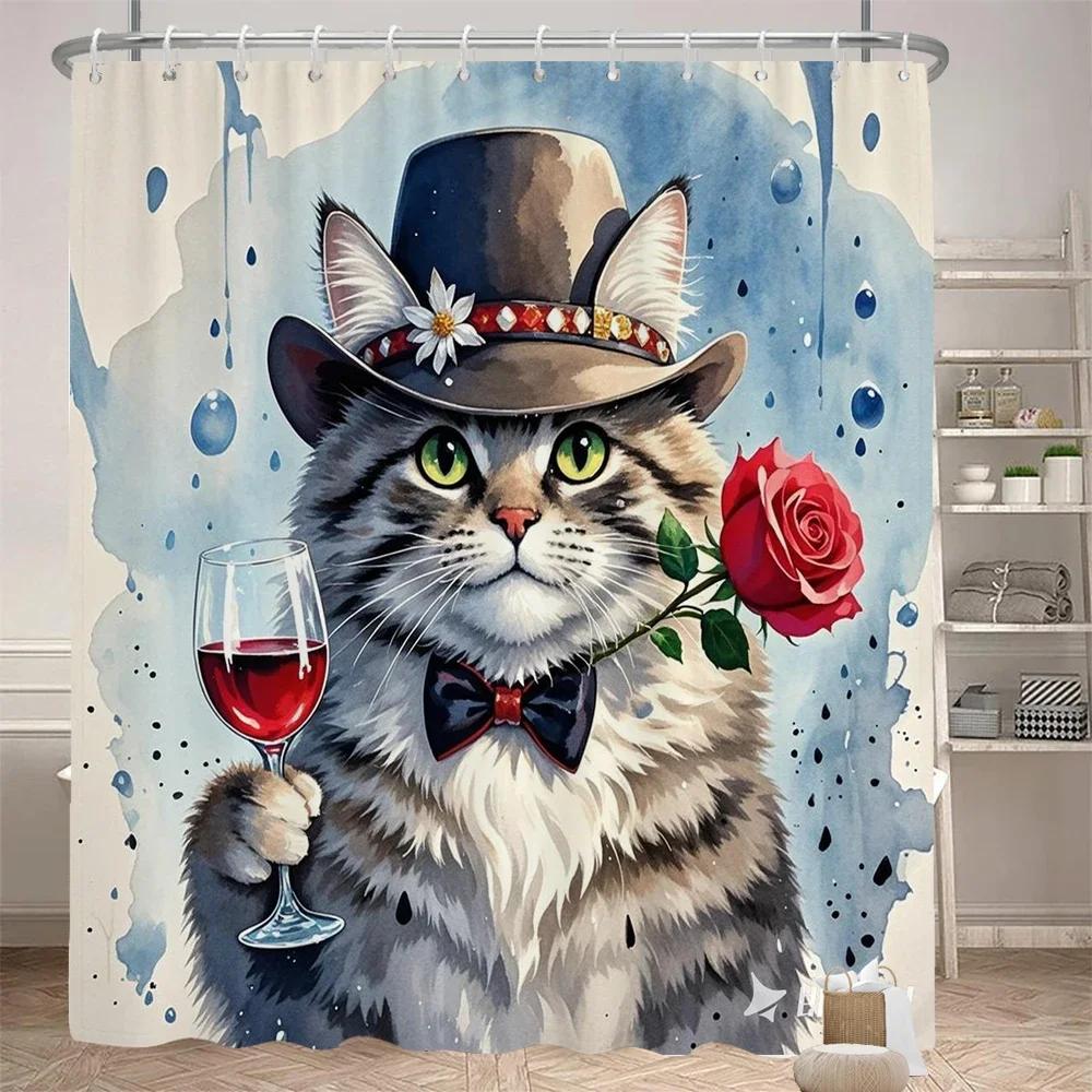 Zabawna zasłona prysznicowa zasłona działowa do łazienki tkanina z nadrukiem Zabawny i kreatywny zwierzęcy Dekoracyjna zasłona z haczykami