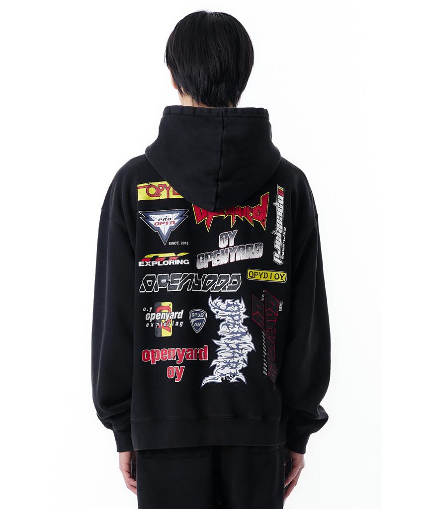 Vintage Washed Hoodie-Black