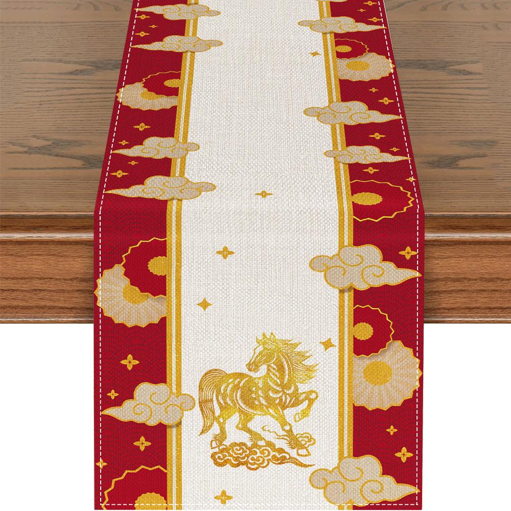 Wine Glass Chinese New Year Table Runner Fireworks Merry New Year Decorations  New Year Gift
