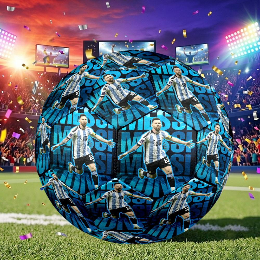 1pc Messi Celebration Soccer Ball Size 5, Suitable for Practice Matches/tournament Training for Sports, Lightweight and Durable. C70111