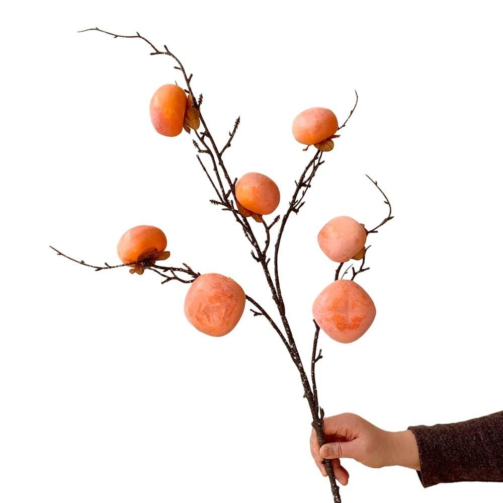 3/5/7 Heads Artificial Persimmon Branch Realistic Handmade Artificial Fruits Branches Plastic Foam Simulation Persimmon Fruit