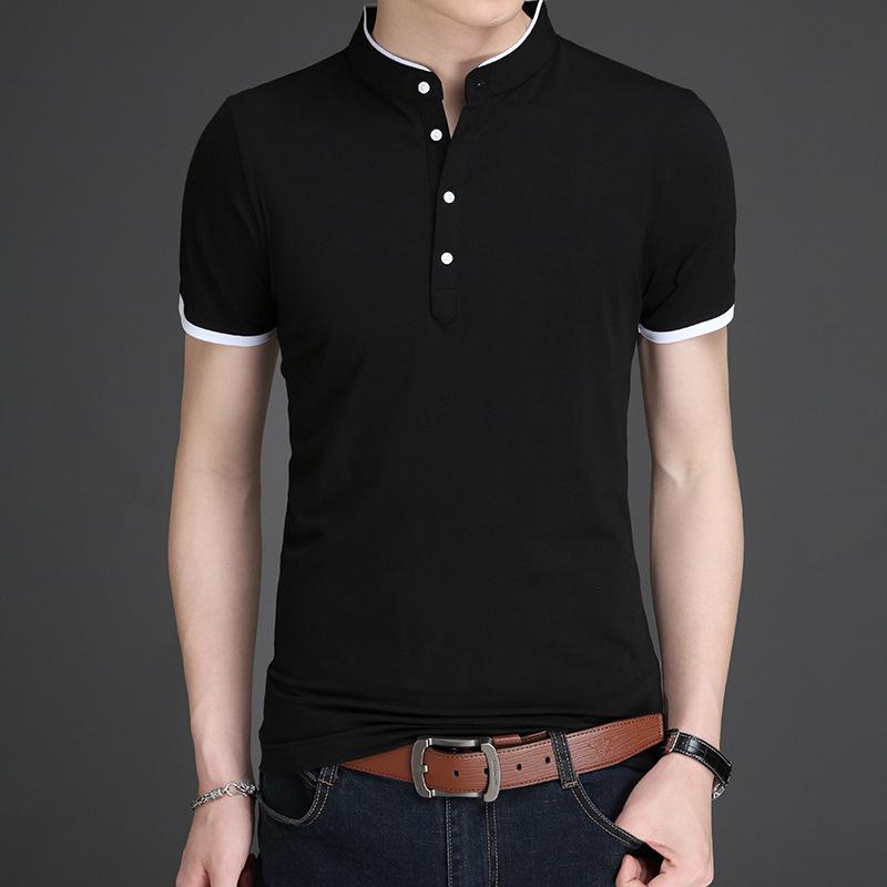 Sommer Koreanischer Stil Einfarbig Stehkragen Herren Kurzarm Poloshirt